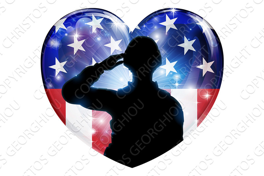 Patriotic Soldier Saluting American in Illustrations - product preview 8
