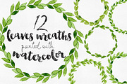 12 Watercolor Leaves Wreaths