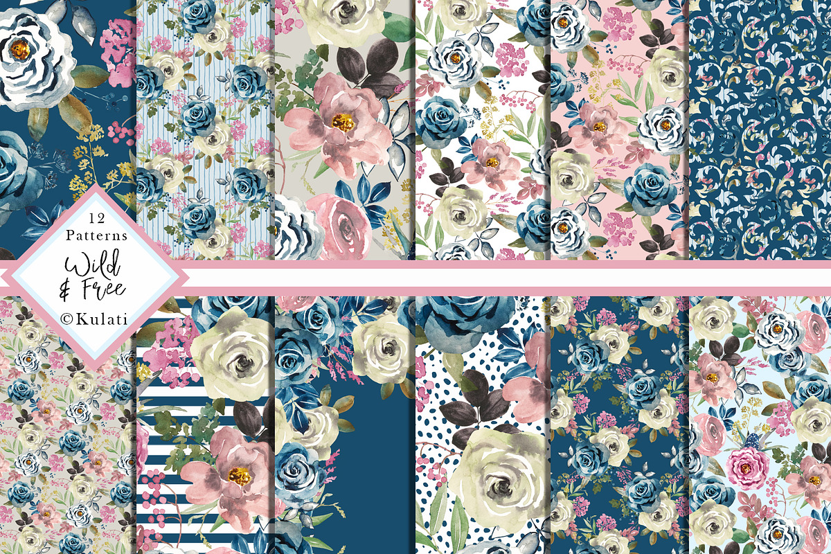Romantic Floral Digital Papers in Patterns - product preview 8