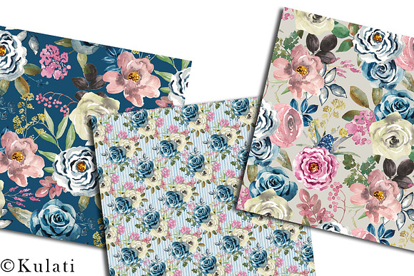 Romantic Floral Digital Papers in Patterns - product preview 1