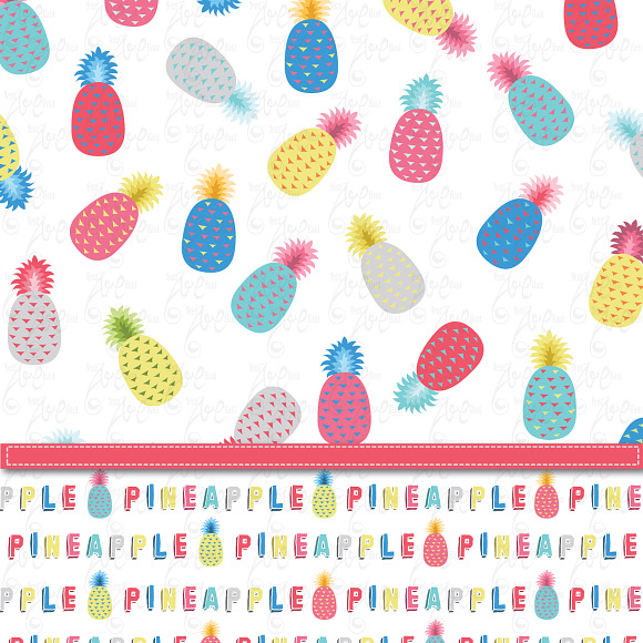 Pineapple Digital Paper Pack in Illustrations - product preview 1