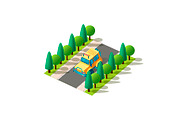 Isometric front left view yellow SUV