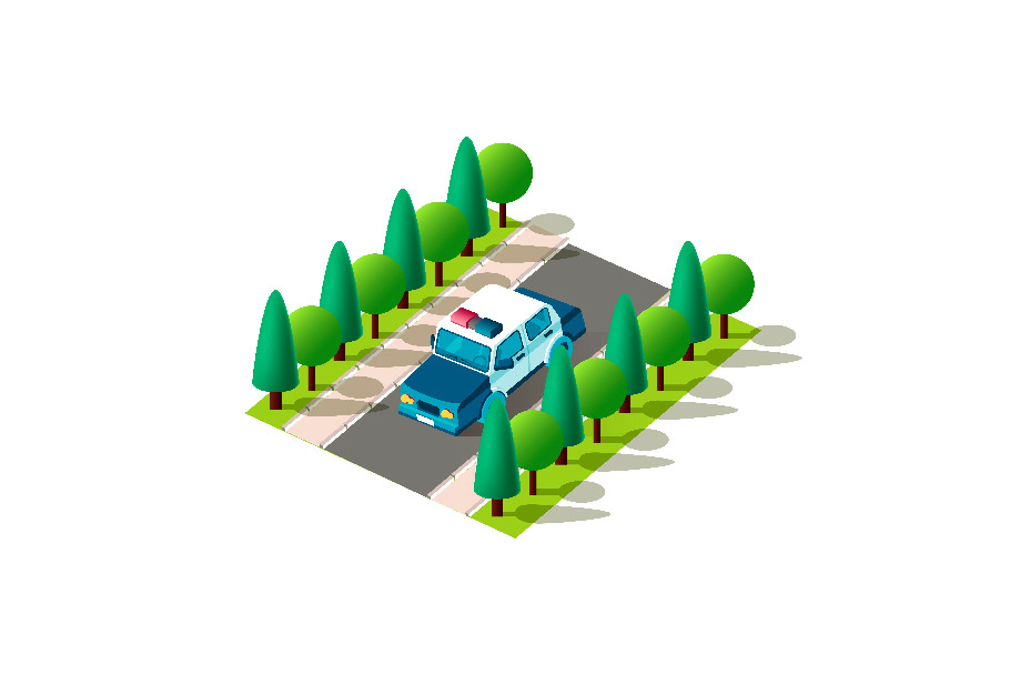Isometric front left view police car in Objects - product preview 8