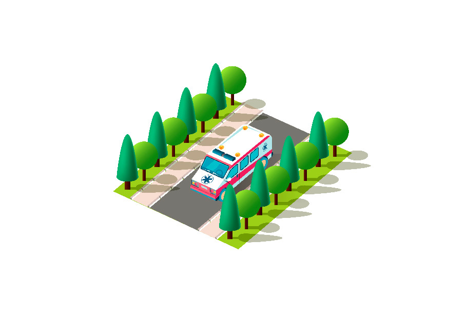 Isometric left view ambulance  in Objects - product preview 8