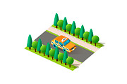 Isometric right view yellow taxi 