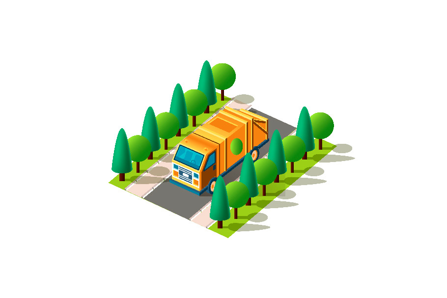 Isometric left view yellow car  in Illustrations - product preview 8
