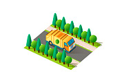 Isometric right view yellow car 