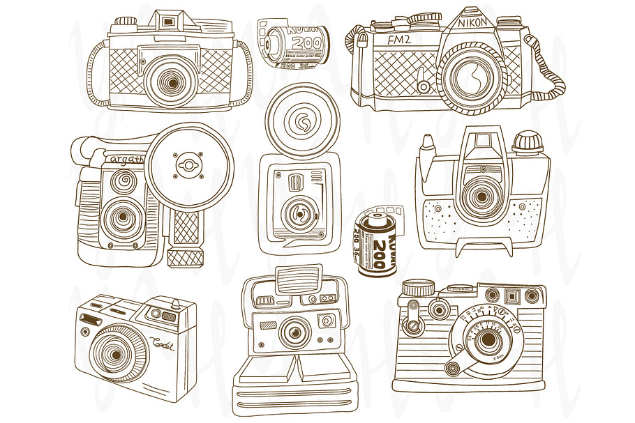 Hand Draw Retro Camera Elements in Illustrations - product preview 8