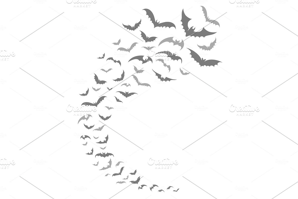 Bats swarm silhouette in Illustrations - product preview 8