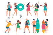 Groups of summer peoples. Vector