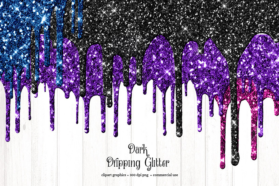 Dark Dripping Glitter Clipart in Objects - product preview 8