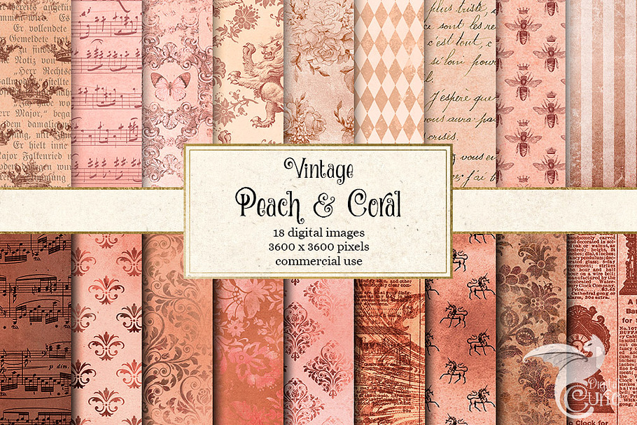 Vintage Peach and Coral Textures in Textures - product preview 8