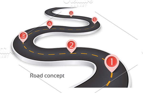 Winding 3d road infographic concept