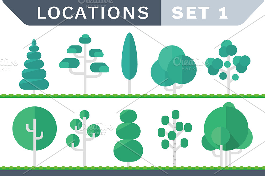 Tree Flat set in Graphics - product preview 8