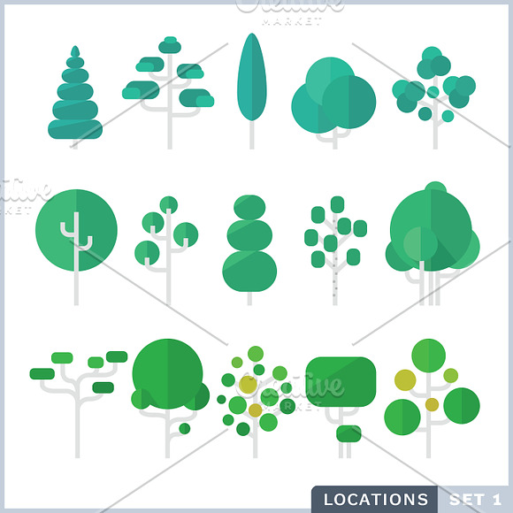 Tree Flat set in Graphics - product preview 1