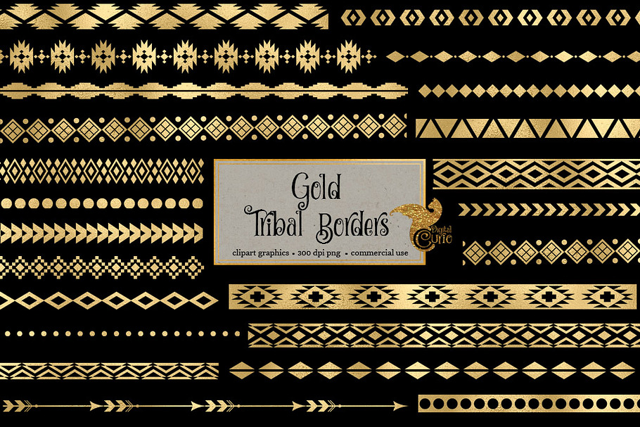 Gold Tribal Borders Clipart