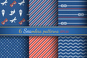 6 seamless pattern on marine style