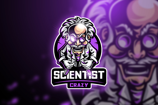 Scientist Crazy-Mascot & Esport logo
