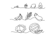 Vegetables one line drawing