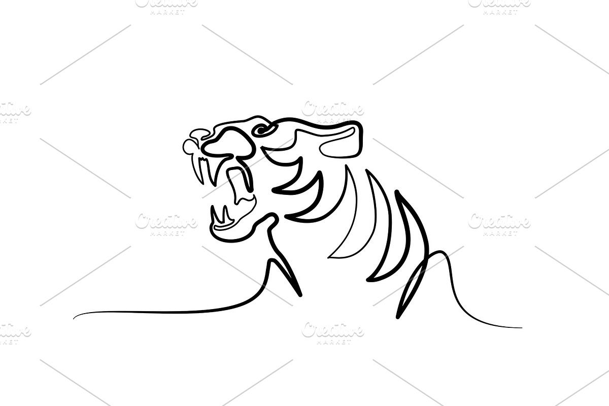 one line drawing Tiger in Illustrations - product preview 8
