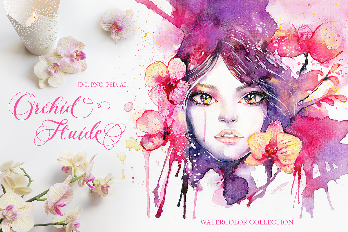 Orchid Fluide: Watercolor Collection in Illustrations - product preview 8