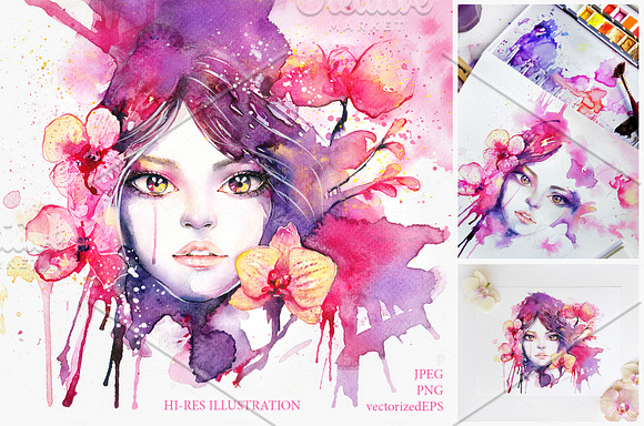 Orchid Fluide: Watercolor Collection in Illustrations - product preview 3