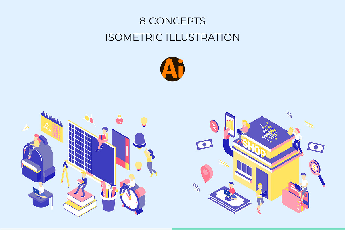 Life Jobs Isometric Illustration in Illustrations - product preview 8