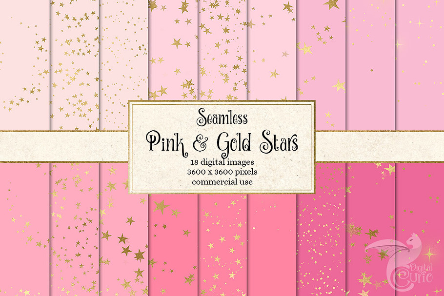 Pink and Gold Star Digital Paper