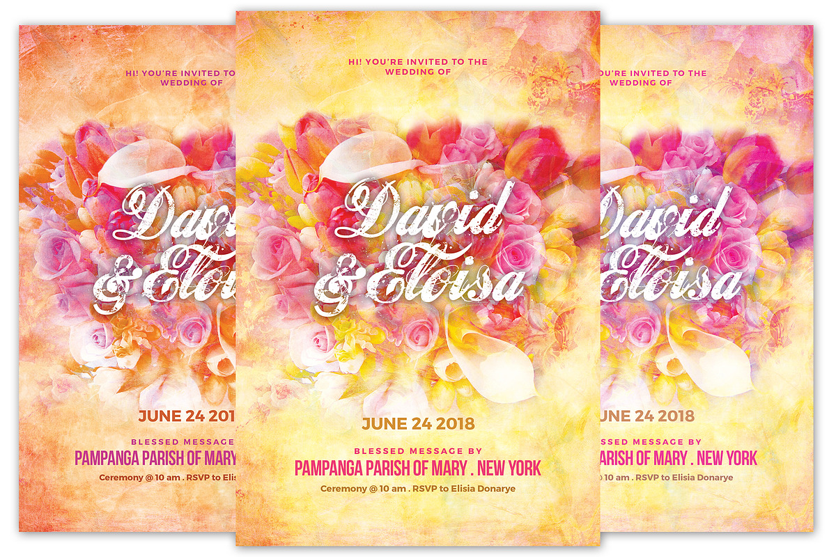 Flower Wedding Invitation in Wedding Templates - product preview 8