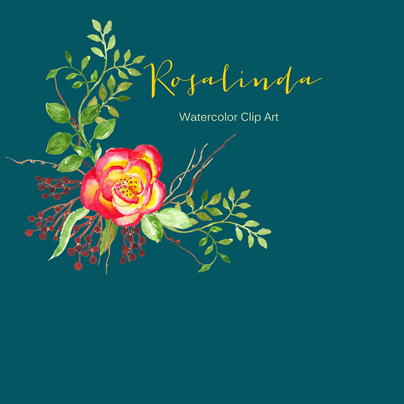 Watercolor clip art Rosalinda in Graphics - product preview 2