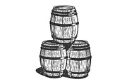 Wine beer barrels engraving vector