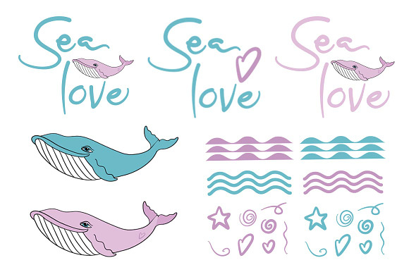 Whales vector clipart, wall art  in Illustrations - product preview 1