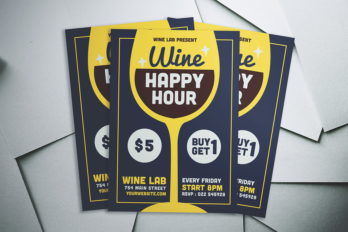 Wine Happy Hour Flyer in Flyer Templates - product preview 8