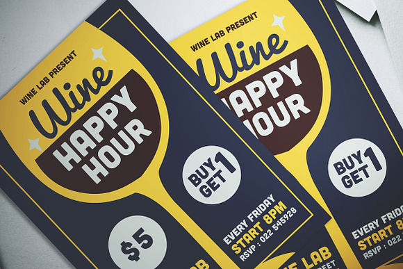 Wine Happy Hour Flyer in Flyer Templates - product preview 1