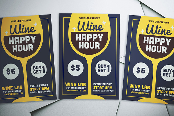 Wine Happy Hour Flyer in Flyer Templates - product preview 2