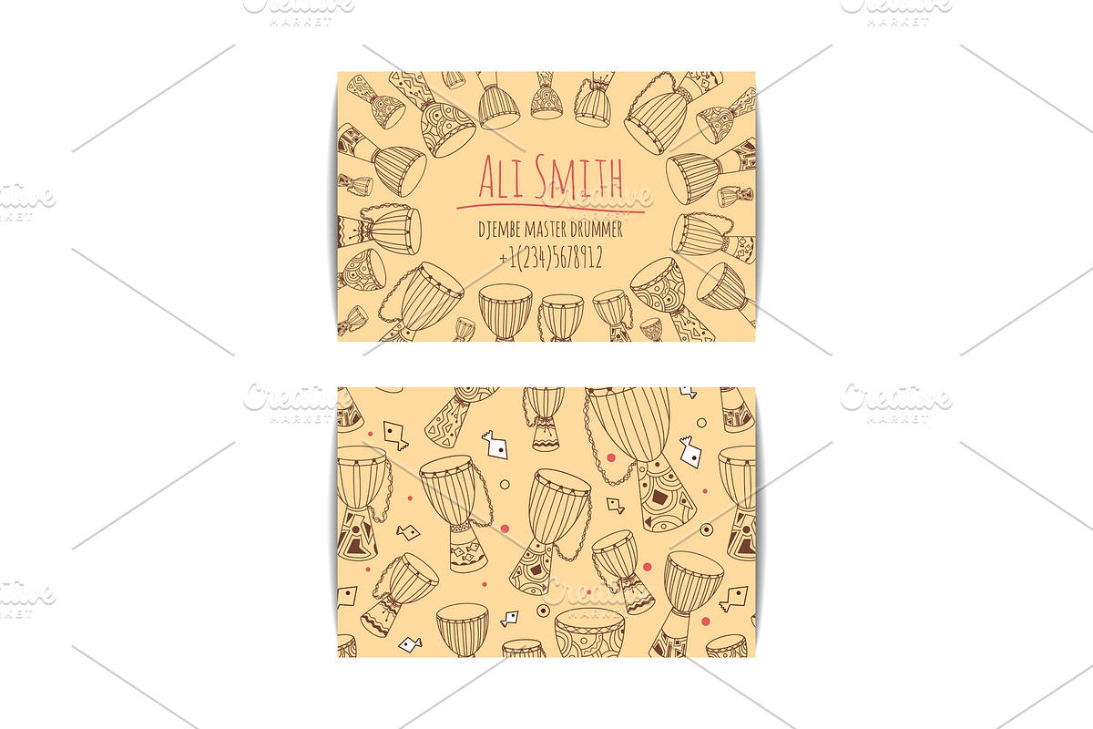 African djembe drum visit card  in Illustrations - product preview 8