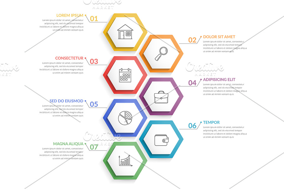 Infographic Template with 7 Elements in Graphics - product preview 8