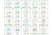 Online Commerce Round Linear Icons