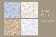 Floral seamless patterns set, vector