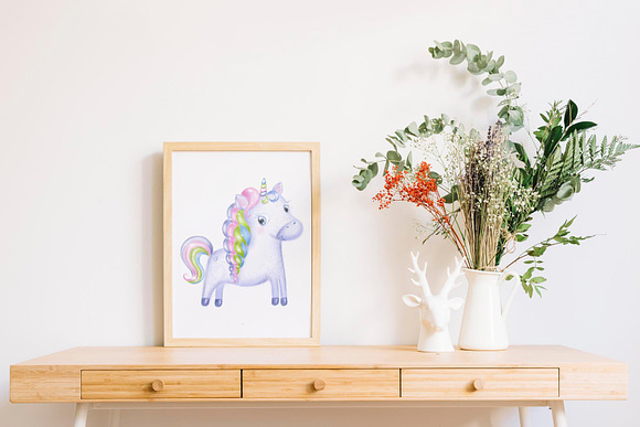 Cute Unicorn clipart, nursery decor in Illustrations - product preview 1