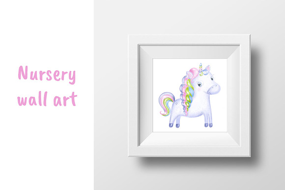 Cute Unicorn clipart, nursery decor in Illustrations - product preview 2