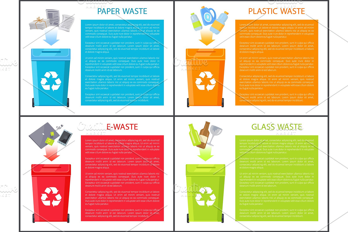 Paper Plastic and Glass Waste Vector in Objects - product preview 8