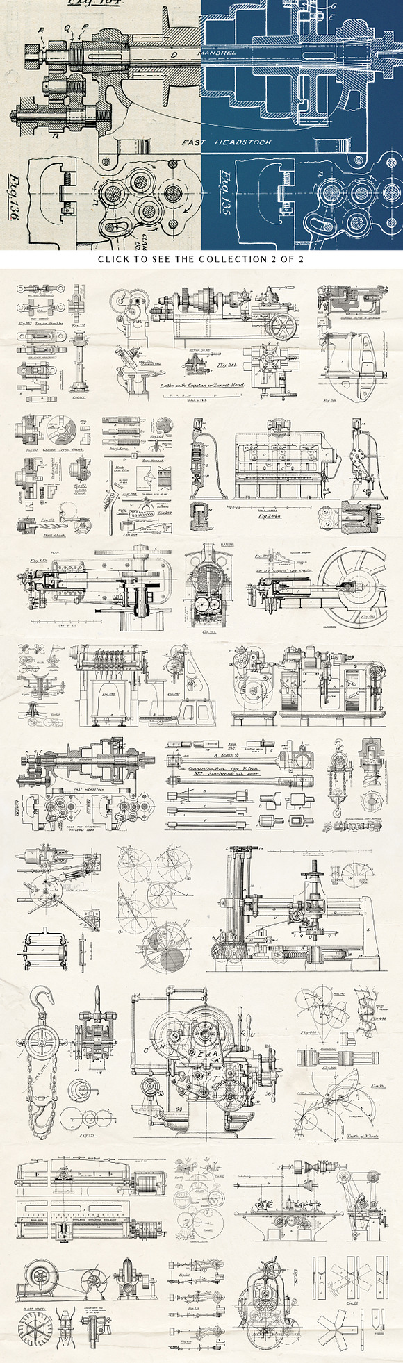 64 Vintage Mechanical Blueprints in Objects - product preview 6