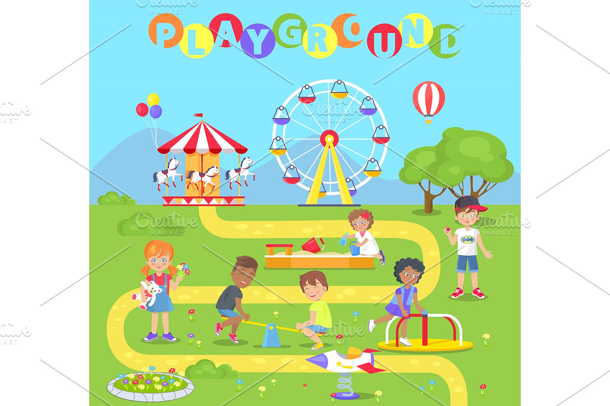 Playground with Attractions Full of in Illustrations - product preview 8
