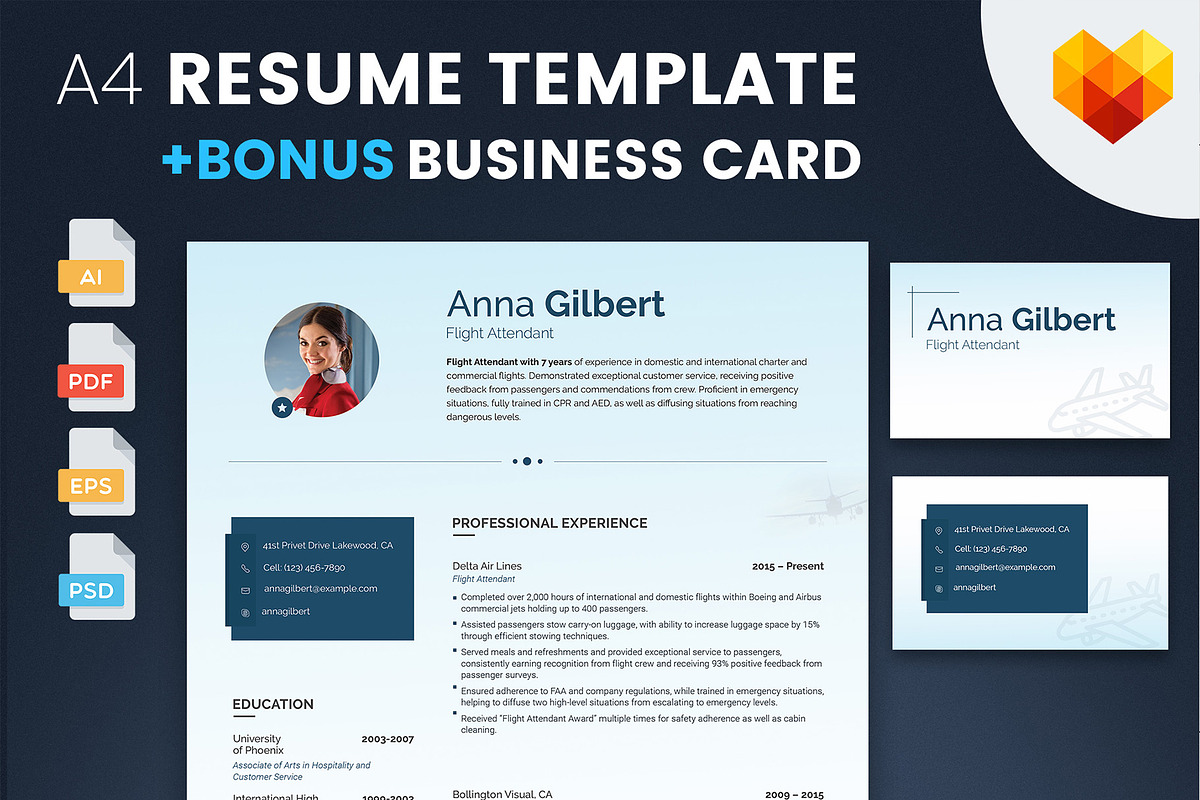 Resume Template for Flight Attendant in Resume Templates - product preview 8
