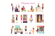 Shopping Women in Different Stores