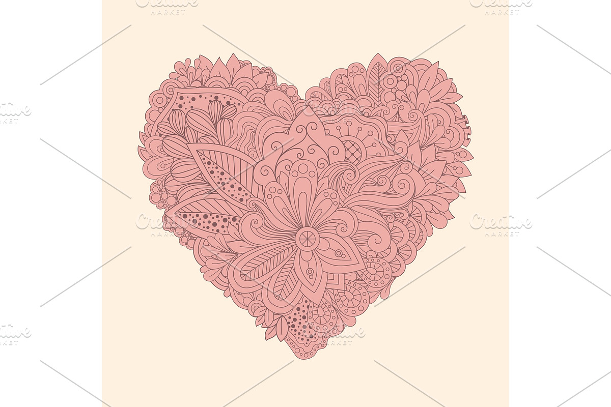 Doodle floral heart. Vintage in Illustrations - product preview 8
