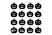 Pumpkins icons. Vector halloween