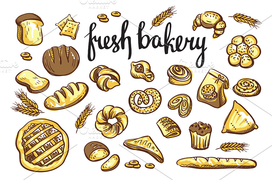 Bakery pattern and icons
