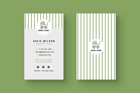 Babysitter Business Card in Business Card Templates - product preview 3